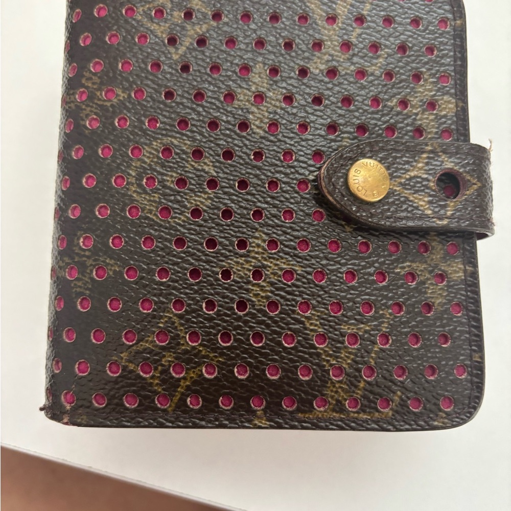Louis Vuitton monogram Perforated Leather Wallet with Pink Accents